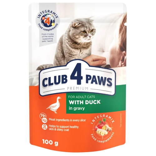 Корм вологий Club 4 Paws Premium з качкою для дорослих котів 100г