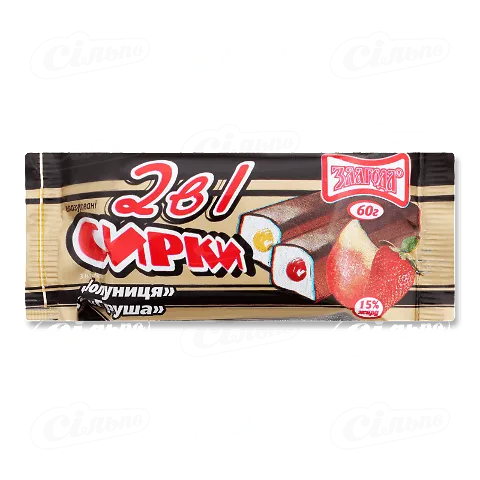 Сирок глазурований «Злагода» 2 в 1 груша-полуниця, 60г