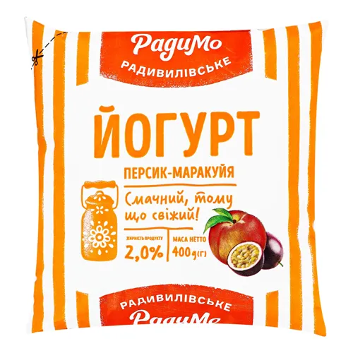 Йогурт 2% Персик-маракуйя РадиМо м/у 400г