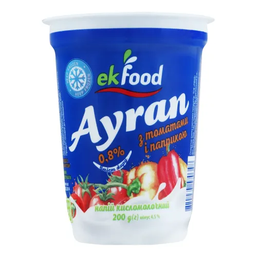 Напій кисломолочний 0.8% з томатами і паприкою Ayran Ekfood ст 200г