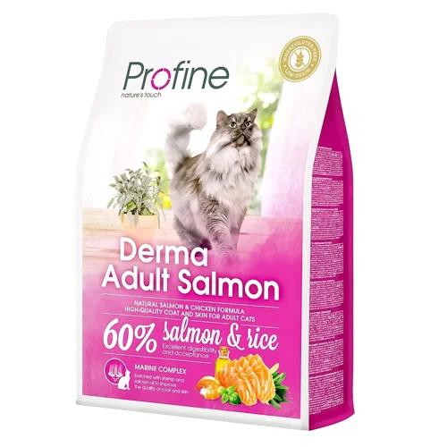 Корм сухий Profine Derma з лососем та рисом для довгошерстих котів 2кг