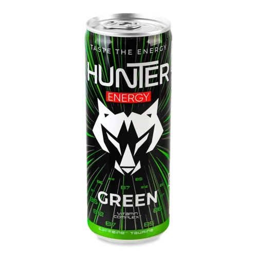 Енергетичний Напій Безалкогольний Газований Green Hunter, з/б 250мл