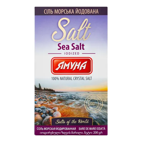 Сіль харчова осадова мелена йодована Морська Ямуна 200г