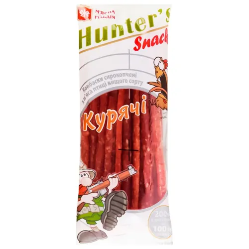 Ковбаски М'ясна гільдія Hunter's Snack Курячі сирокопчені 90г