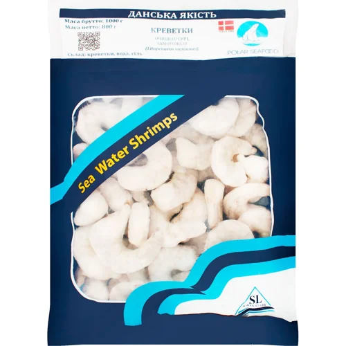 Креветки Polar Seafood без голови очищені сирі заморожені 21/25 1кг