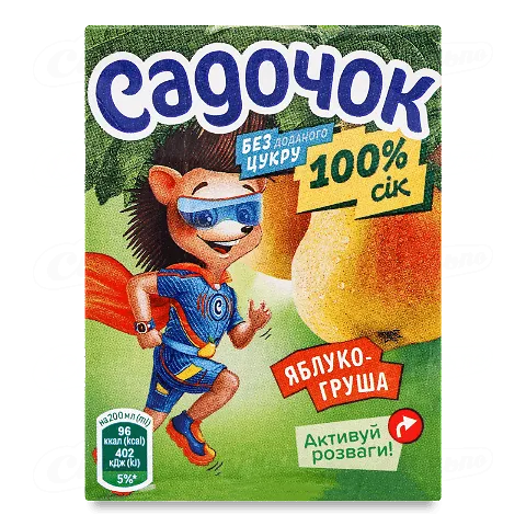 Сік «Садочок» яблучно-грушевий, 0,2л