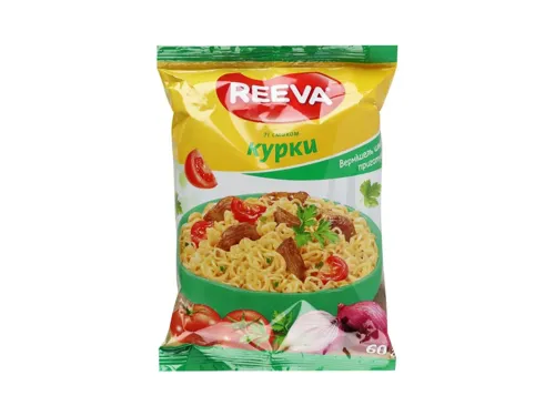 Вермішель швидкого приготування зі смаком курки Reeva, 60г