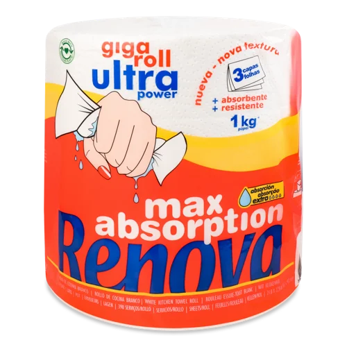 Рушники паперові Renova Ultra Power Gigaroll 3-шари, в/ґ, 3 шт.