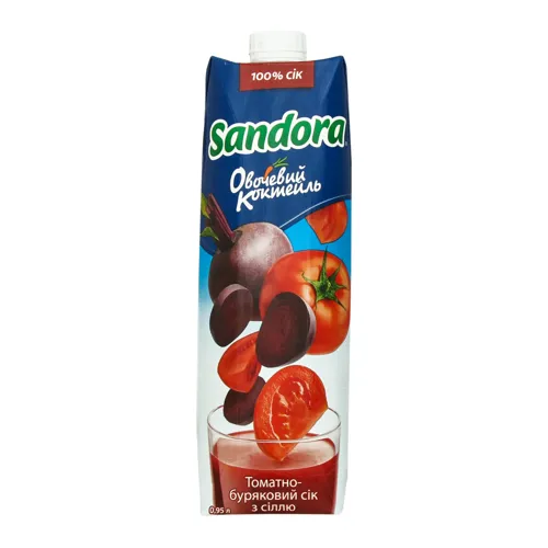 Сік томатно-буряковий з сіллю з м'якоттю Овочевий коктейль Sandora т/п 0.95л