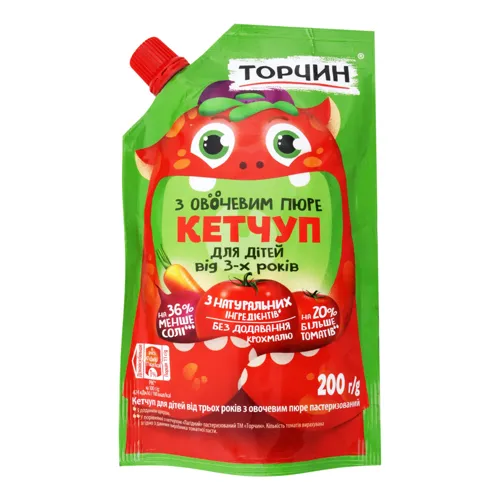 Кетчуп для дітей від 3 років з овочевим пюре Торчин д/п 200г