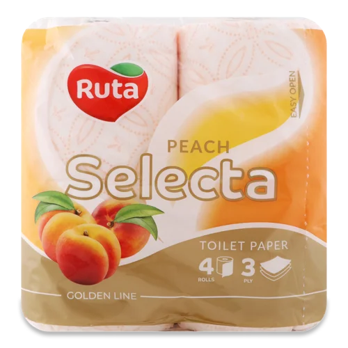 Туалетний Папір 3-Шаровий Peach Selecta Ruta, 4 шт