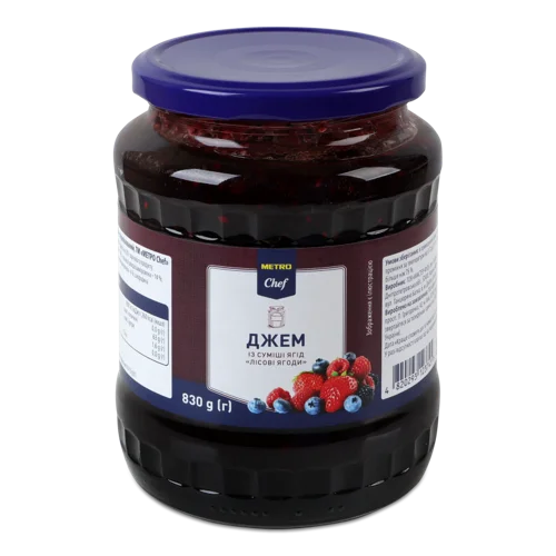 Джем із Суміші Ягід, Стерилізований, Лісові Ягоди, скляна банка 830г