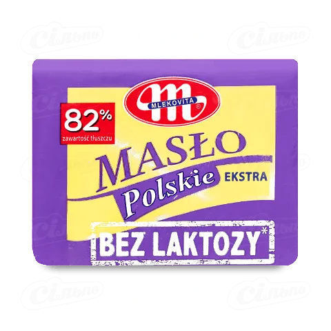 Масло вершкове Mlekovita екстра 82% без лактози, 200г