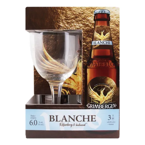 Пиво спеціальне 3х0.33л 6% світле Blanche Grimbergen пл+келих
