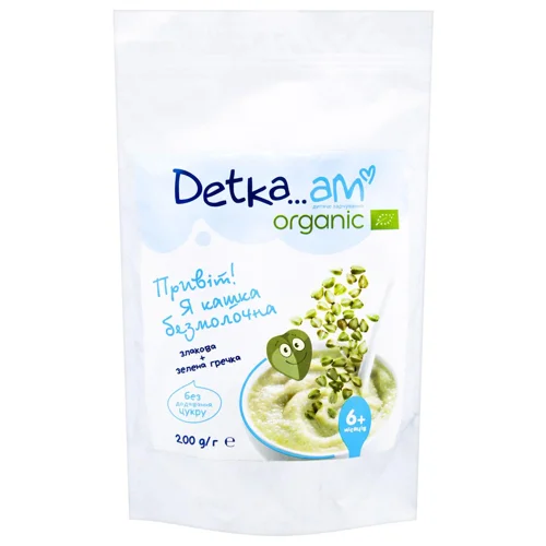 Каша Detka..am Organic безмолочна злакова з зеленою гречкою 200г