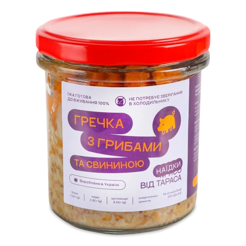 Гречка З Грибами Та Свининою Дімне М'ясо Від Тараса, с/б 350мл