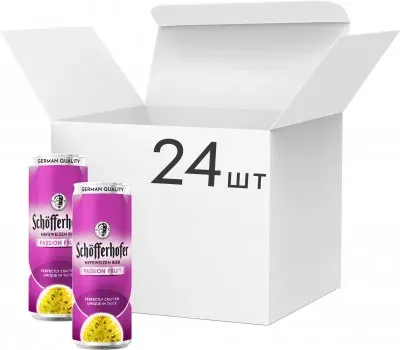 Упаковка смеси пива с соком Schofferhofer Passion Fruit светлое нефильтрованное 2.5% 0.33л x 24 шт
