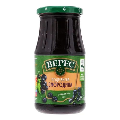 Чорна смородина подрібнена з цукром Верес с/б 600г