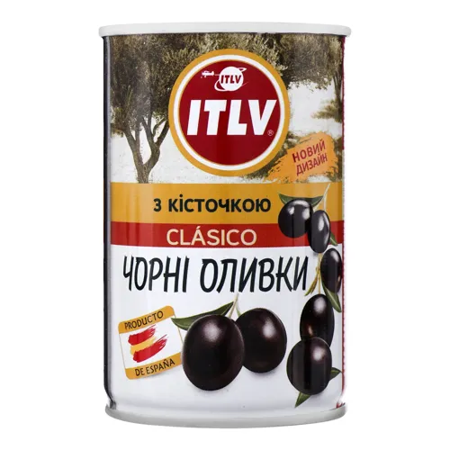 Маслини з кісточкою ITLV з залізній банці 280г
