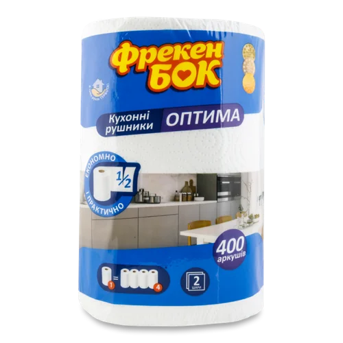 Рушники паперові кухонні 2-шарові Оптима Фрекен Бок, 1 шт