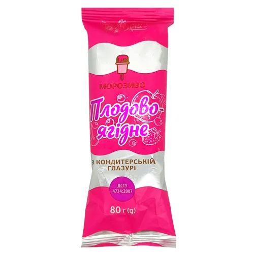Морозиво Українська Зірка Плодово-ягідне в кондитерській глазурі 80г