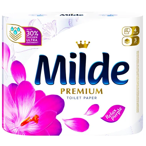 Туалетний папір Milde Relax Purple 3-шаровий 4шт