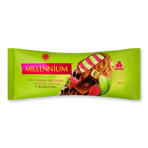 Ескімо Вершкове В/ґ В Молочному Шоколаді З Макарунс Фісташка-Малина, 80г