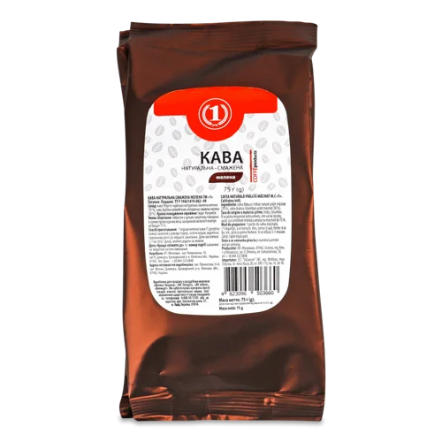 Кава Натуральна Смажена Мелена, ТМ '1', в/ґ, 75г