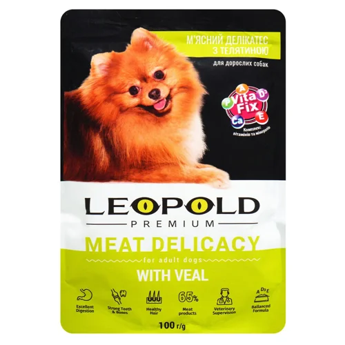 Корм вологий Leopold Premium М'ясний делікатес з телятиною для собак 100г
