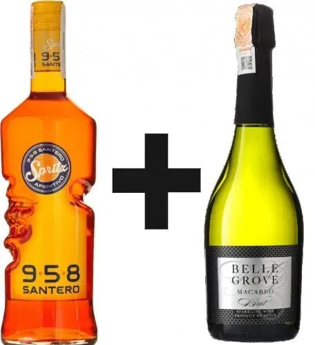 Набір Аперитив Santero 958 Aperitivo Spritz 0.75л + Вино ігристе Macabeo Belle Grove Brut 0.75л
