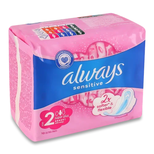 Гігієнічні Прокладки Ультратонкі Super Plus Sensitive Always, 10 шт