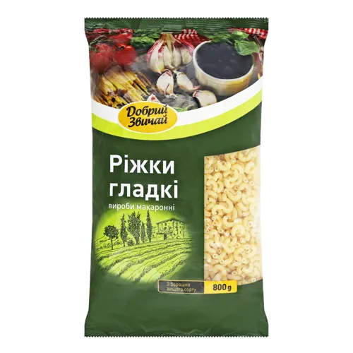 Вироби макаронні Ріжки гладкі Добрий звичай м/у 800г