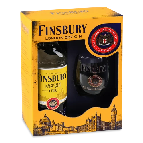 Набір Джин 0.7л 37.5% London Dry + Склянка Finsbury к/у