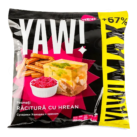 Сухарики Yaw! зі смаком холодця з хріном, 100г