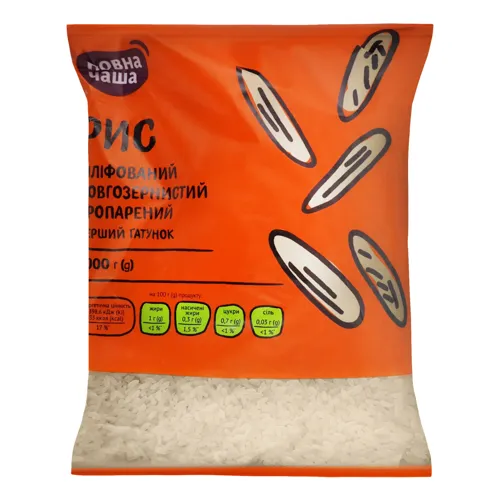 Рис шліфований довгозернистий пропарений Повна Чаша м/у 1кг