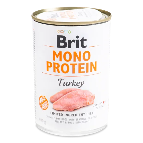 Корм Консервований Для Дорослих Собак Turkey Mono Protein, В/ґ, З/б 400г