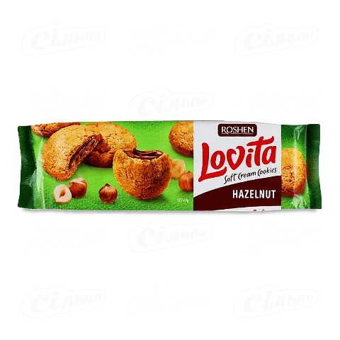 Печиво Roshen Lovita Soft Cream Cookies з лісовим горіхом, 127г