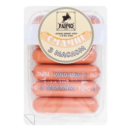 Сосиски з маслом Смачні Ранчо лоток 0.275кг