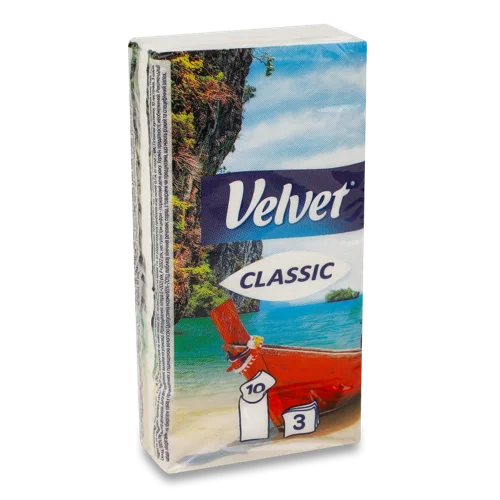 Гігієнічні Хусточки 3-Шарові 210х210мм Classic Velvet, 10шт