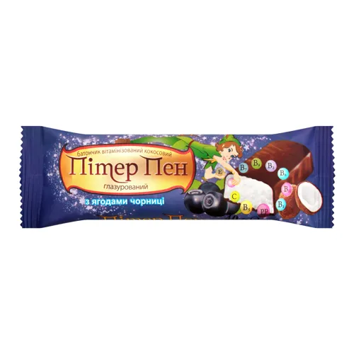 Батончик вітамінізований кокосовий з ягодами чорниці Пітер Пен м/у 40г