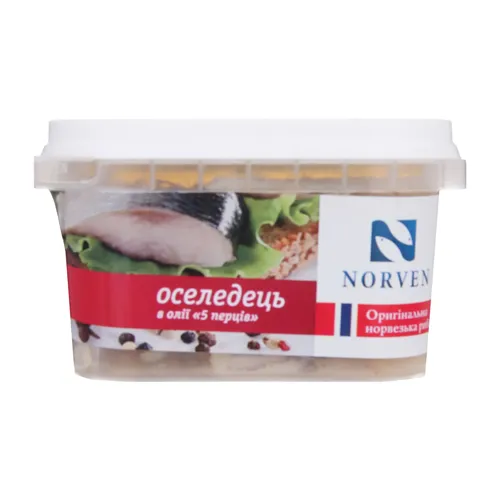 Оселедець філе-шматочки 5 перців в олії Norven 500г
