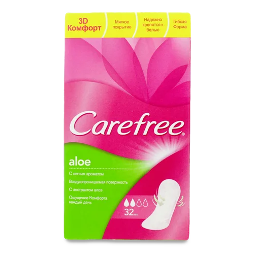 Щоденні Прокладки Aloe Carefree, 32 шт, з натуральною оболонкою