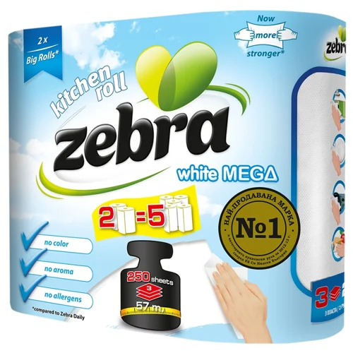 Рушники паперові Zebra Mega 3 шари 2шт