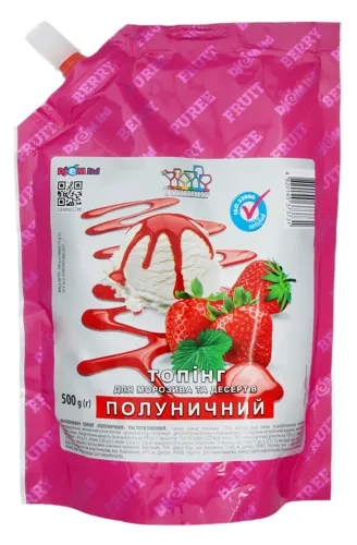 Топінг для морозива та десертів Полуничний Топпинг д/п 500г