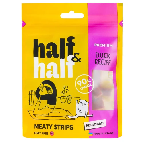 Ласощі для котів Half&Half Meaty Strips з качкою 50г