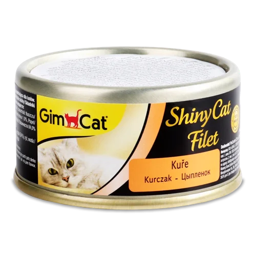 Корм Консервований Для Котів Всіх Порід Курча Filet Shiny Cat GimCat, з/б 70г