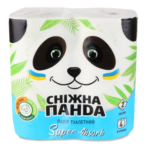 Папір Туалетний 2-Шаровий SuperAbsorb Сніжна Панда, 4 шт