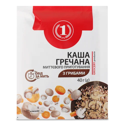 Каша Миттєвого Приготування Гречана З Грибами, в/ґ, 40г