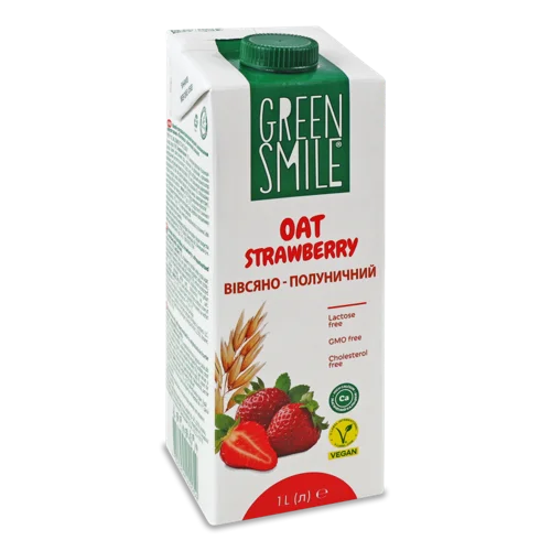 Напій Вівсяний З Наповнювачем Фруктовим Збагачений Кальцієм Ультрапастеризований Полуниця Green Smile, Пластикова Пляшка 1л