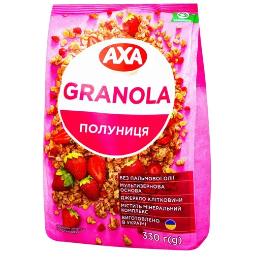 Гранола Аха хрустка з полуницею 330г